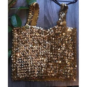 Gold Sequin Crop Top